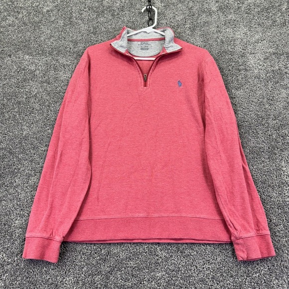 Polo Ralph Lauren Other - Polo Ralph Lauren Sweatshirt Mens Medium Pink Red 1/4 Zip Mock Neck Pullover